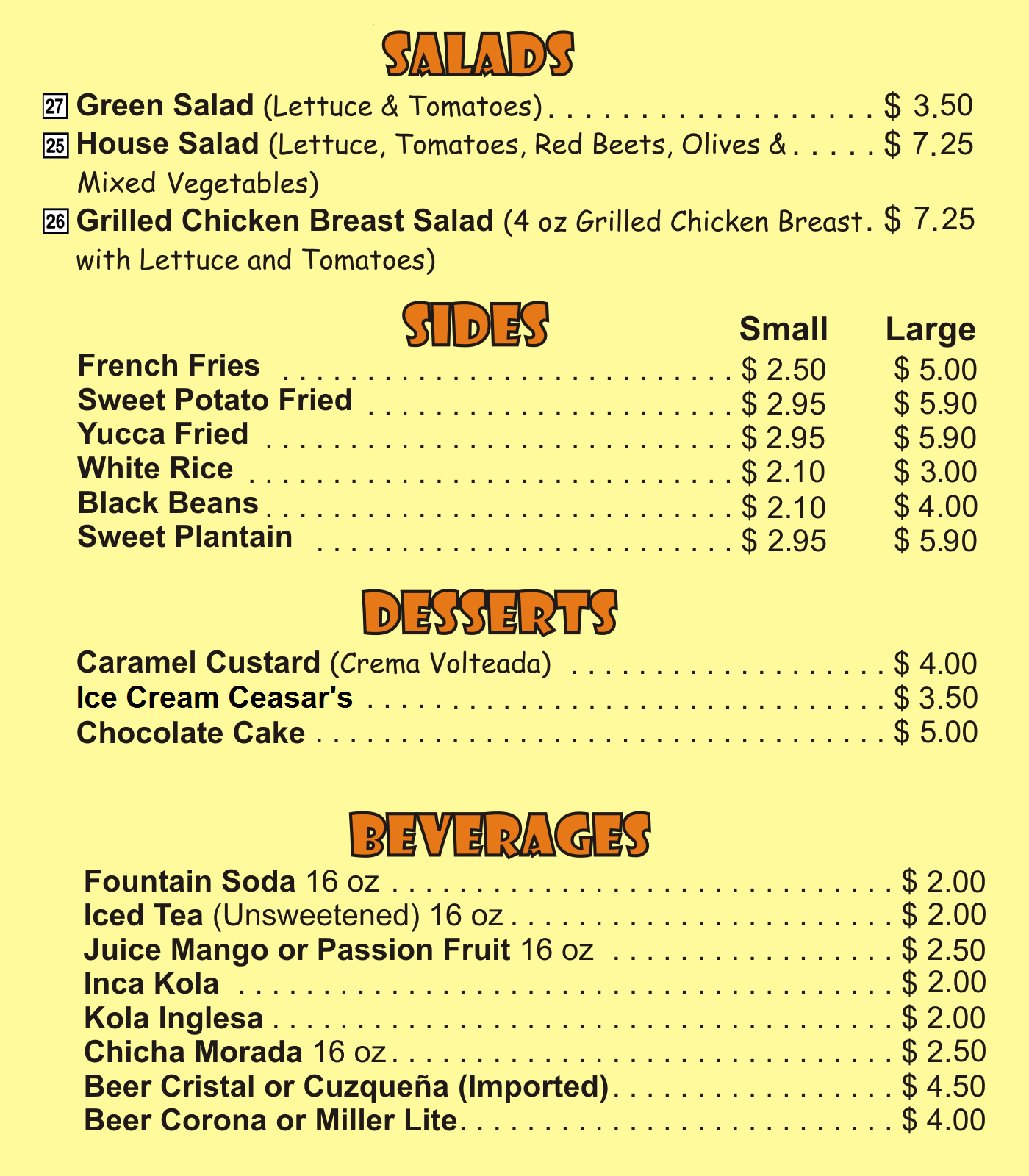 Chicken Grill House Menu